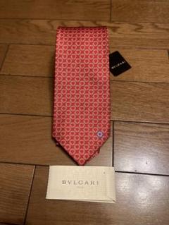 タグ付き!BVLGARI 赤ハート柄 ネクタイ 7FOLDS