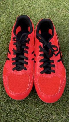 【美品】ASICS アシックス 赤 陸上 スパイク 24.0cm