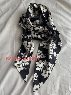 ラルフローレンコレクション　ロングシルクスカーフ　花柄　黒　RALPHのサムネイル