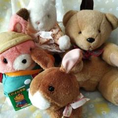 うさぎ くま ぬいぐるみ セット 当時物 昭和レトロ インテリア うさぎ くま ぬいぐるみ セット 当時物 昭和レトロ インテリア