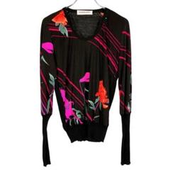 マカ19 超美品 レオナール 花柄 長袖ニットトップス シルク100%