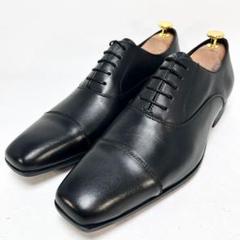 【美品 本革】フープディドゥ 革靴　黒　26cm　シワ加工　切替 美品 本革】フープディドゥ 革靴黒26cmシワ加工切替