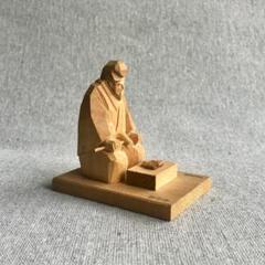一刀彫 能面師 修善寺物語 木彫り 彫刻 民芸 置物 オブジェ 昭和