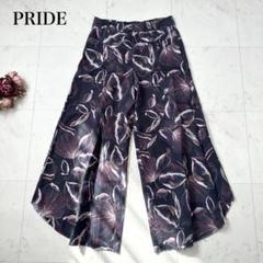 未使用級❤️PRIDE プライド　フレアパンツ　ボタニカル柄　リネン　Lサイズ 未使用級❤️PRIDE プライド フレアパンツ ボタニカル柄 リネン