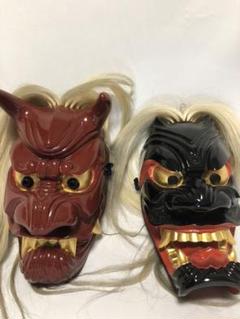 面師 梶原 一龍 『木彫 漆塗 浮立面 一対』 希少