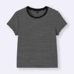 GU ジーユー リブボーダーT 黒