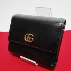 GUCCI グッチ 二つ折り財布 GGマーモント レザー ブラック