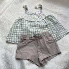トミーバハマ チェック柄タンクトップとショートパンツセットアップ18M