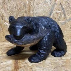 北海道の木彫りの熊の親子 鮭 ヴィンテージ希少デザイン骨董品