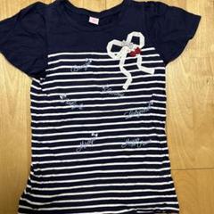 ストライプ柄リボンTシャツ 160センチ
