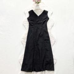ハーリップトゥ*Vネックサマーワンピース　レース　膝丈　ブラック　S