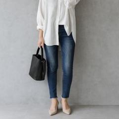 クラシカルエルフ［27/S］美品　裾フリンジ　ストレートデニム　スキニーデニム