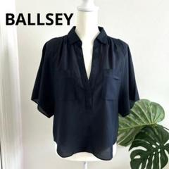 【BALLSEY】半袖 黒 スキッパー　シャツ ブラウス M シルク 美品