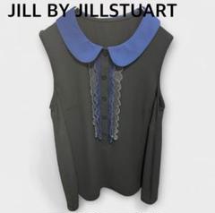 【JILL】トップス　黒　ブラック　ノースリーブ　フリル襟　薄手　エレガント
