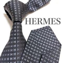 美品 エルメス ネクタイ ハイブランド H柄 ファソネ 光沢