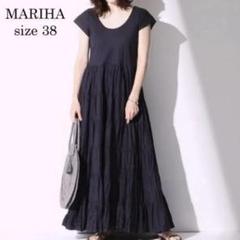 マリハ✨草原の虹のドレス　ロングワンピース　ノースリーブ　ティアード　ブラック MARIHA 草原の虹のドレス マリハ ドット ブラック NOBLE別注 黒