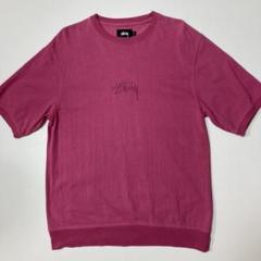 Stussy ピンク ロゴ刺繍 半袖スウェット￼ M