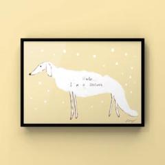 ★A4フレーム付き★オリジナル アートポスター BORZOI 犬 ボルゾイ