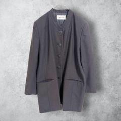 【FIRST LADY オンワード樫山】　ノーカラージャケット　無地　グレー