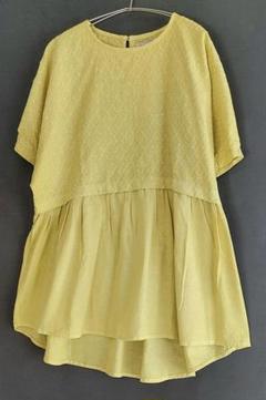 ★イエローフレアシルエット半袖チュニック ★新品未使用