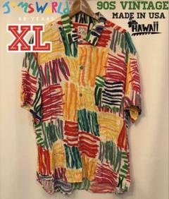 90s USA製 JAMS WORLD 総柄 レーヨンシャツ アロハシャツ XL メンズ