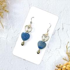 ピアス　イヤリング　ハート♡天然石カイヤナイト　淡水パール　ハンドメイド