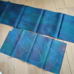 青緑色の葉模様の布地はぎれ