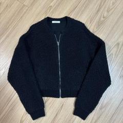 トゥモローランド〈マカフィー〉日本製　金和紙仕様ノーカラーニットジャケット紺38 トゥモローランド〈マカフィー〉日本製 金和紙仕様ノーカラー