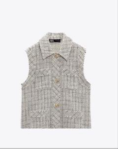 ZARA ツイード ベスト 今季　テクスチャー　スパンコール　XL 新品 210.jpg