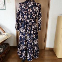 【値下げ】花柄ネイビー　ロングワンピース