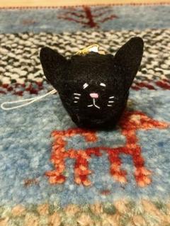 フェルト　マスコット　キーホルダー　黒猫