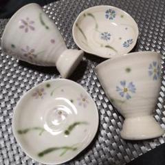 くらわんか豆皿（5枚）白抜き雪輪紋裏：折れ松葉