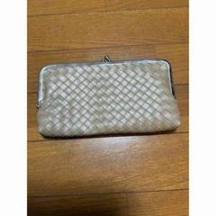 ベージュ レザー 編み込み クラッチバッグ