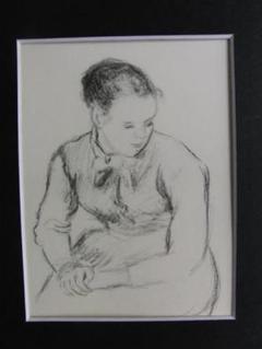 カミーユ・ピサロ【座る農家の少女】、希少な画集画、新品高級額 カミーユ・ピサロ【座る農家の少女】、希少な画集画、新品高級額