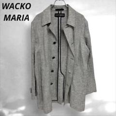 B1》WACKO MARIA ワコマリア　チェック柄グレーチェスターコート　F