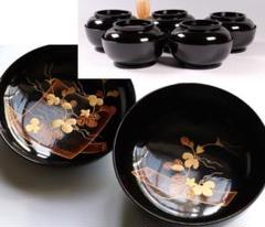 値下げしました輪島塗漆器椀5客蒔絵絵変わり満月夜景三日月月