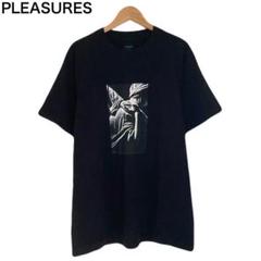 プレジャー　プリント　宗教　Tシャツ　ブラック　半袖　丸首　ロゴ　ボックス　M