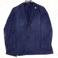 LARDINI　テーラードジャケット　ウールリネン　ネイビー　紺ブレ　50