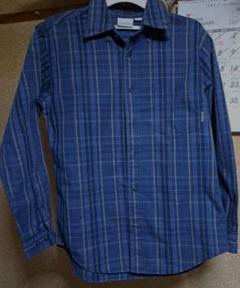 Columbia ネイビー系チェック 長袖シャツ S
