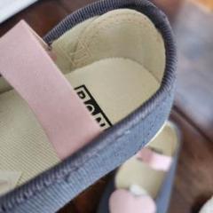 BON TON グレー ピンク ハート バレエシューズ
