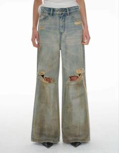 JCAESAR] Dirty Wash Scratched Jeans - BCAESAR
