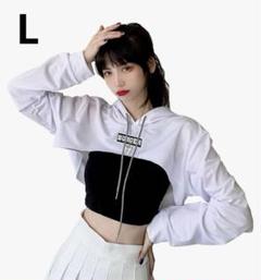 へそ出しパーカー レディース ヒップホップダンス 2点セット L