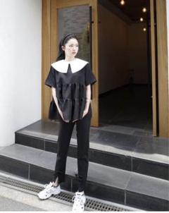 I'm アイム　ストレッチ　リボン　パンツ　美品　ブラック　ズボンのサムネイル