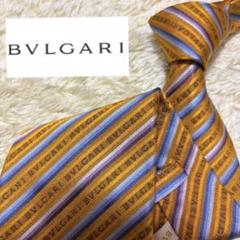 ˚✧₊美品˚✧₊ブルガリ ネクタイ セッテピエゲ BVLGARIロゴ　ゴールド