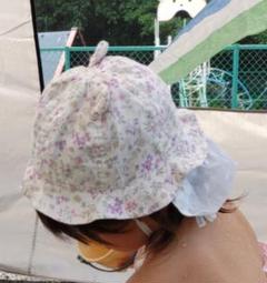 くま耳 小花柄 帽子 46センチ