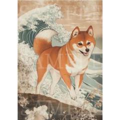 匿名配送 S011 浮世絵風柴犬 A4サイズ オリジナルアートポスター