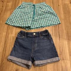 【匿名配送】ユニクロ 110 デニム ショートパンツ ギンガムチェック