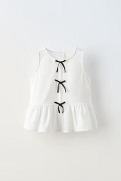 ZARA リボン　フリルブラウス