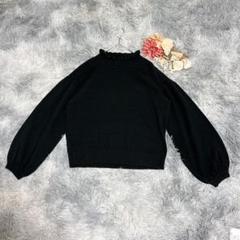 w closet ダブルクローゼット（F）フリルネック ニット クロップド丈