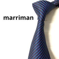marriman ネクタイ　デザインドット　ネイビー系　レッド　細目のサムネイル